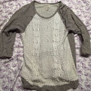 *winter sale*Lucky Brand Gray and Cream Crew Neck Sweater